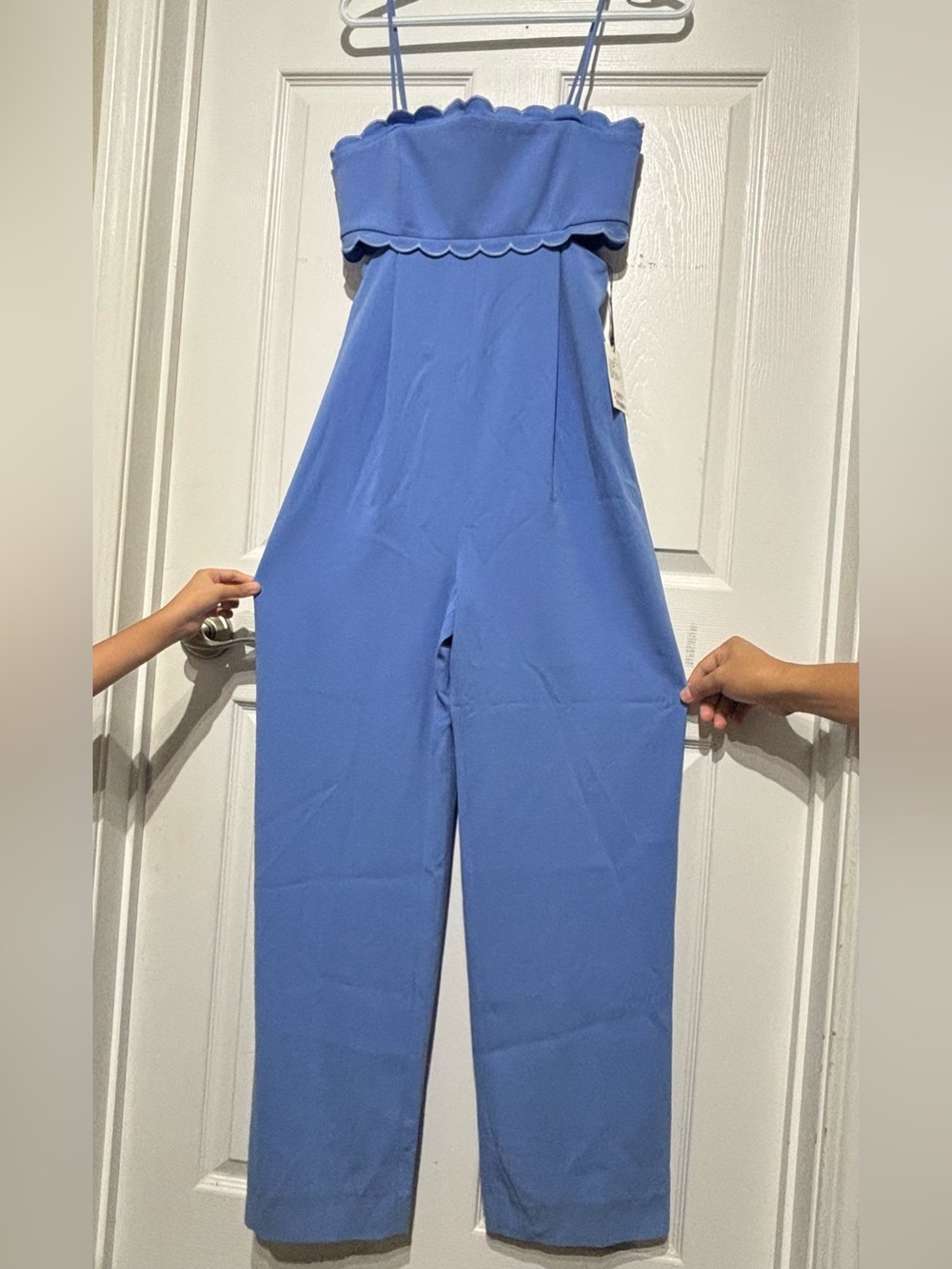 Claudie Pierlot Sphagetti Strap Scallop Jumpsuit in Periwinkle Blue